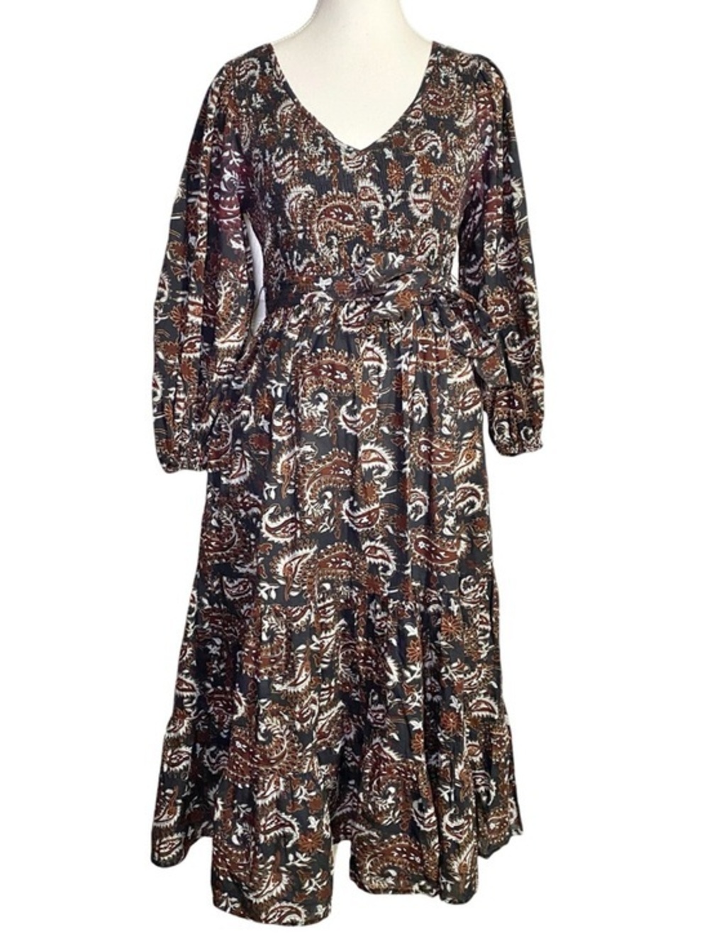 Cleobella Organic Cotton Carly Paisley Smocked Tiered Maxi Dress